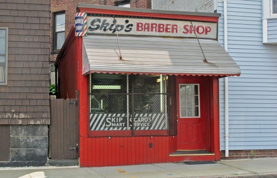 Location manager Charlie Harrington originally scouted this South Boston barber shop for “Good Will Hunting.” Now he’s hopeful it will make it into the final cut of “Black Mass.” (Andrea Shea/WBUR)