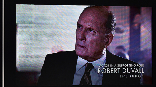 Actor Robert Duval’s nomination was displayed on a big screen for his role ...