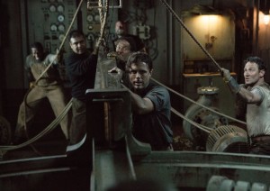 Ray Sybert (Casey Affleck) and Tchuda Southerland (Josh Stewart) struggle to keep their ship, the SS Pendleton, from sinking in Disney's THE FINEST HOURS, the heroic action-thriller presented in Digital 3D (TM) and IMAX (c) 3D based on the extraordinary  story of the most daring rescue mission in the history of the Coast Guard.