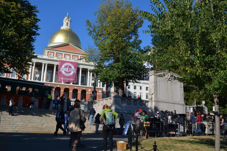 Boston’s iconic State House is a prime New England locale for moviemakers making in-state productions. Photograph by Tim Grafft.