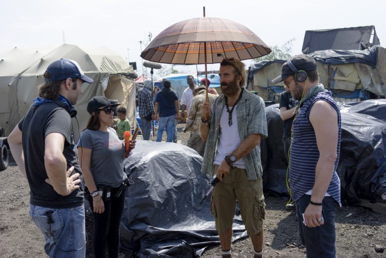 The Edgerton brothers and crew on the set of Gringo in Chicago. Photograph by Don Gray.