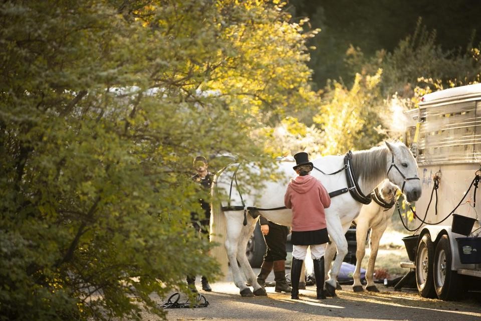 Filming for “Little Women” took place at the Arnold Arboretum on Wednesday. (STEPHANIE MITCHELL/HARVARD STAFF PHOTOGRAPHER)